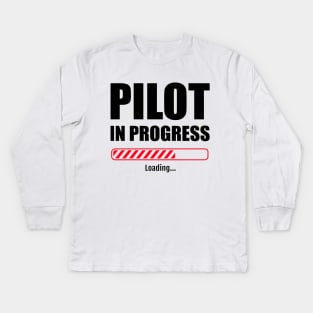 Pilot in progress red bar Kids Long Sleeve T-Shirt